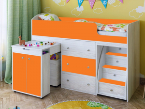 Кровать чердак Малыш 80х180 Винтерберг-оранжевый