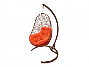 Кокон Овал с ротангом оранжевая подушка
