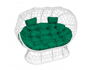 Кокон Лежебока на подставке с ротангом зелёная подушка