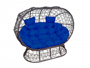 Кокон Лежебока на подставке с ротангом синяя подушка
