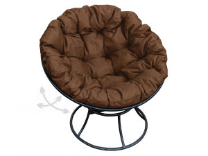 Кресло Папасан пружинка без ротанга коричневая подушка