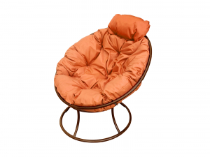 Кресло Папасан мини без ротанга оранжевая подушка