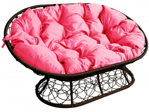 Диван Мамасан с ротангом розовая подушка