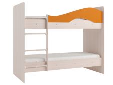 Кровать 2-х ярусная Мая на латофлексах млечный дуб, оранжевая