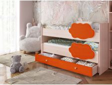 Кровать Соник с ящиком млечный дуб-оранж